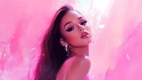 Hyper-real digital portrait unifying glossy skin and neon pinks