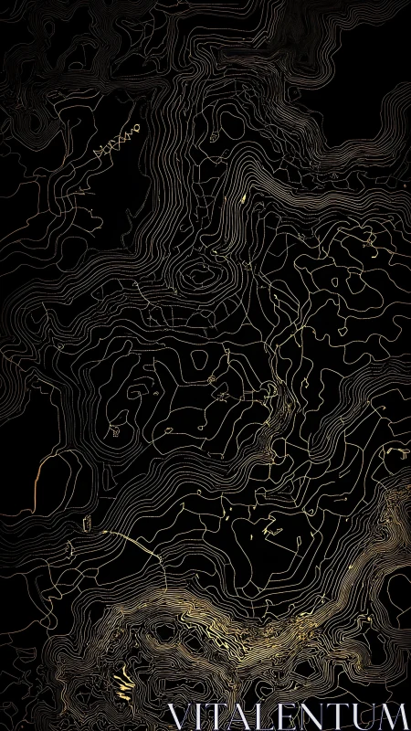 Gold contour lines trace an abstract topographic landscape.