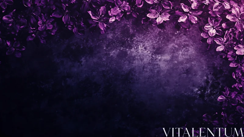 Purple Blossoms Border Deep Velvet Canvas Mysteriously
