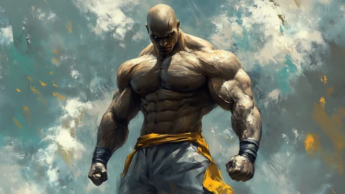 Stormforged warrior awakening beneath painted tempests.