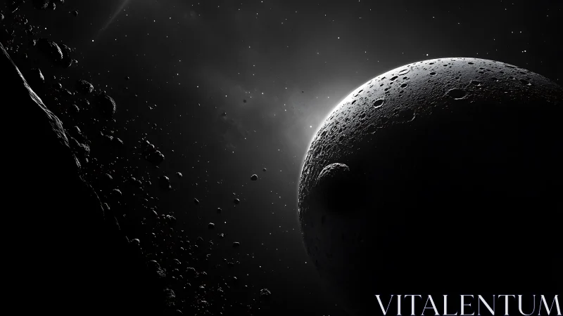 Quiet moonlit world drifting through a soft starlit haze.