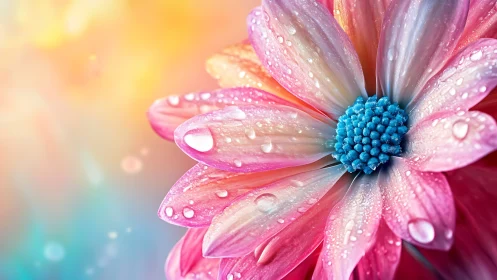 Dewdrop-Covered Gerbera Daisy with Vibrant Petals.
