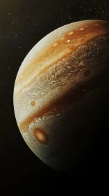 Photorealistic Jupiter study with sculpted atmospheric bands.