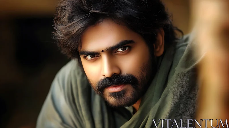 High-detail portrait of bearded man with shallow depth of field lighting