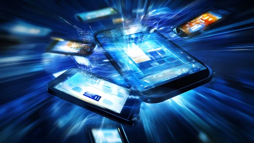 High-speed mobile data transfer with luminous smartphone arrays