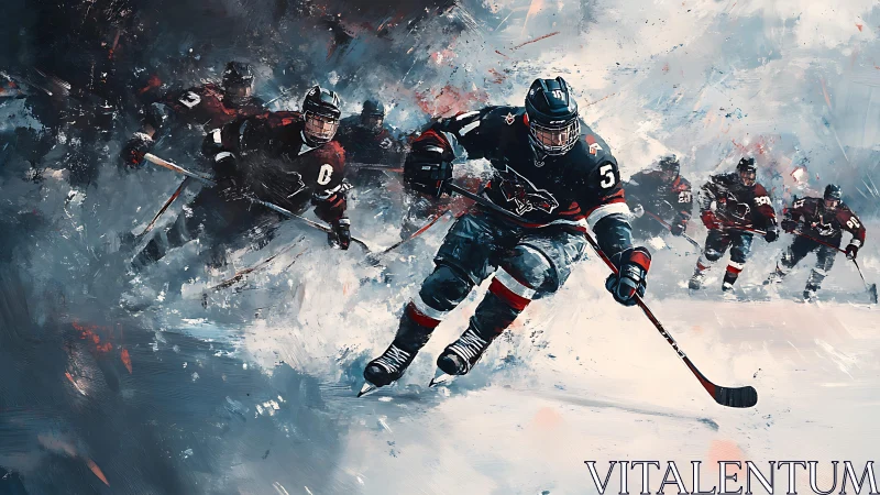 Hockey forward drives puck through sweeping painted motion