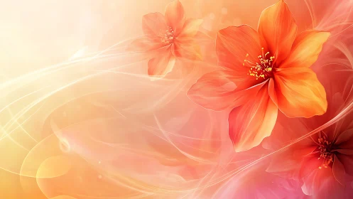 Radiant Blooms Dancing in Warm, Flowing Light.