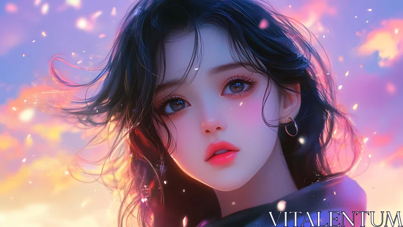 Soft evening light cradles a dreamy girl with gentle wonder