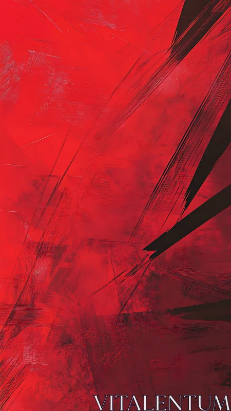 Red abstract background with sharp diagonal black lines.