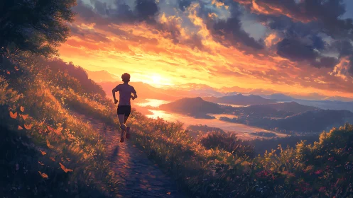 Runner stitches dawnlight into the valley’s waking horizon