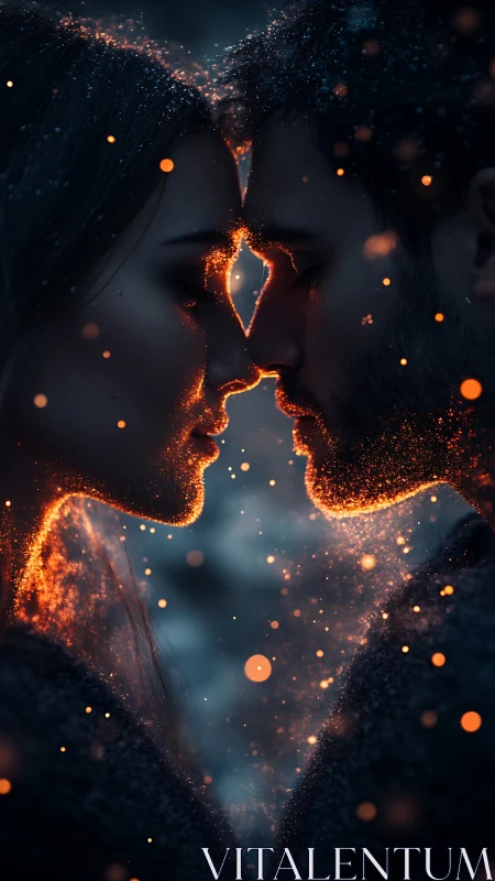 Luminescent Dual Profiles: Digital Fusion of Opposing Silhouettes.