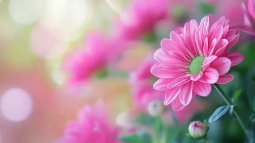 Radiant Gerbera Dreams: Pink Petals Dance in Soft Focus Bloom.