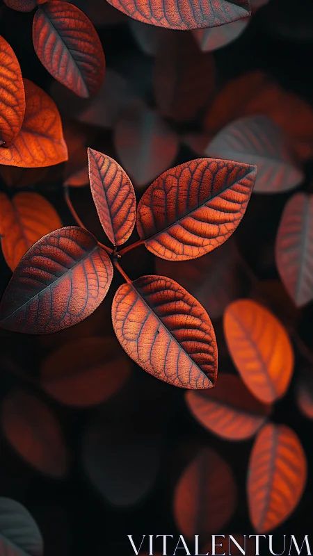 Macro study of red-veined foliage under directional light.