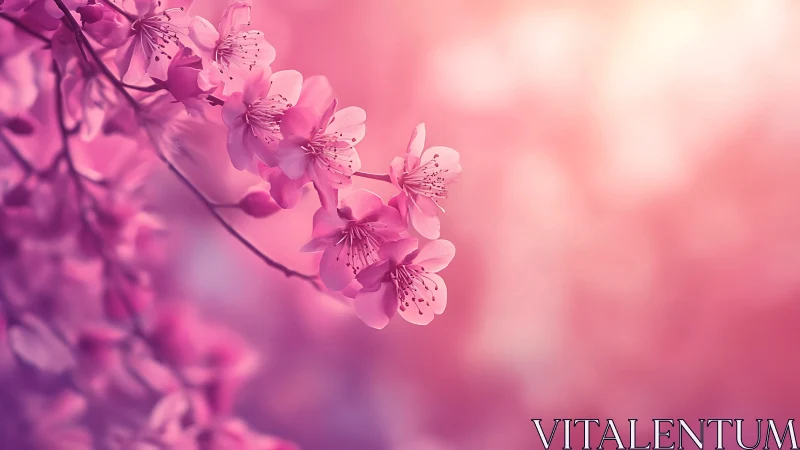 Pink Blossoms with Soft Focus Background.