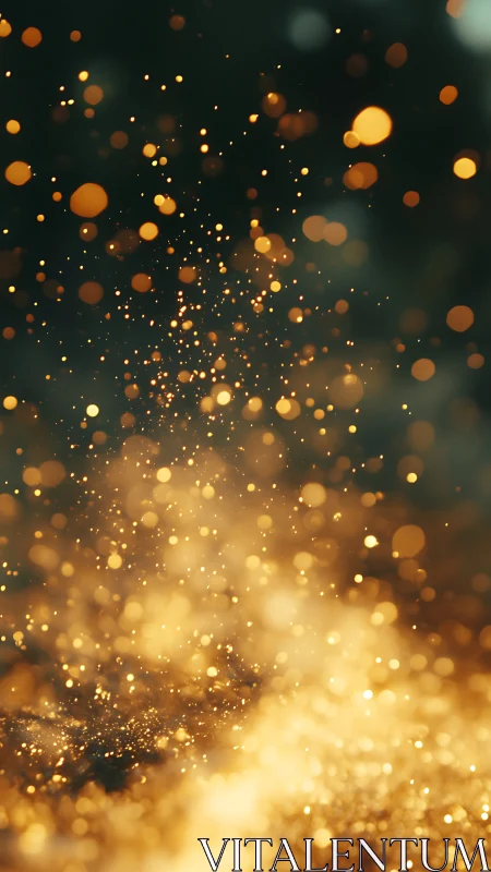Golden sparkles drift gently in a dreamy glowing haze