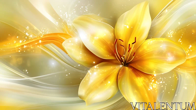 Golden Petals Dance Through Luminous Shimmer Space