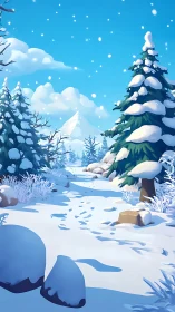 Winter Forest Landscape with Snow-Laden Evergreens.