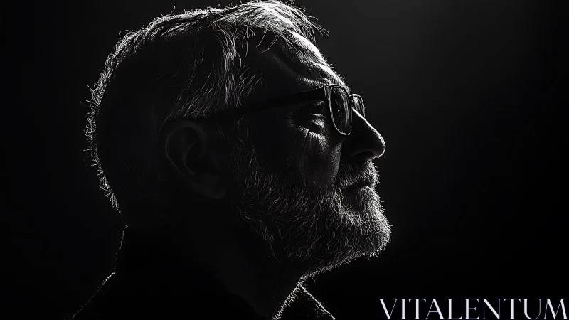 Side-lit profile portrait shows older man in deep shadow