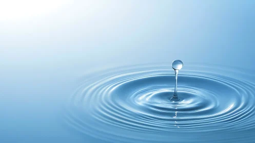 Minimalist water droplet with concentric ripple geometry.