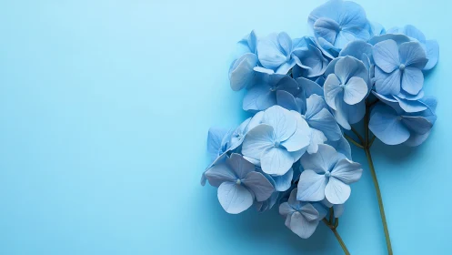 Monochromatic Blue Hydrangea Cluster: Delicate Petals Against Minimalist Backdrop
