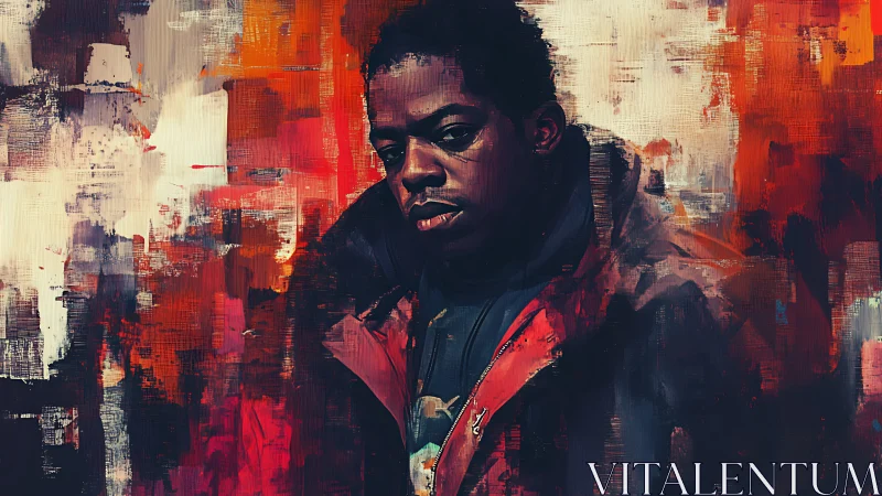 Brushstroked city soul leans through storms of burning color