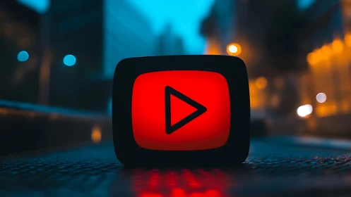 YouTube Play Button Symbol on Urban Street Surface.