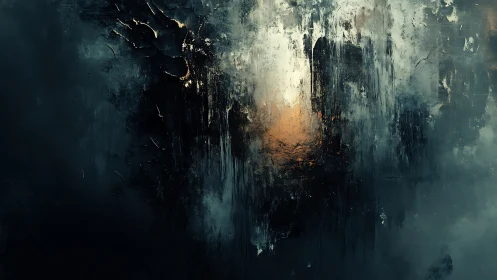 Dark abstract wall with textured light and burnt tones.