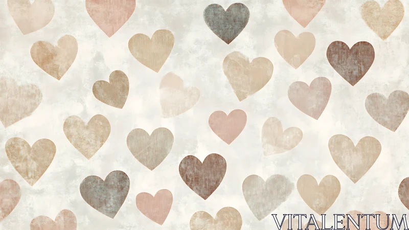 Vintage heart pattern on textured cream background.
