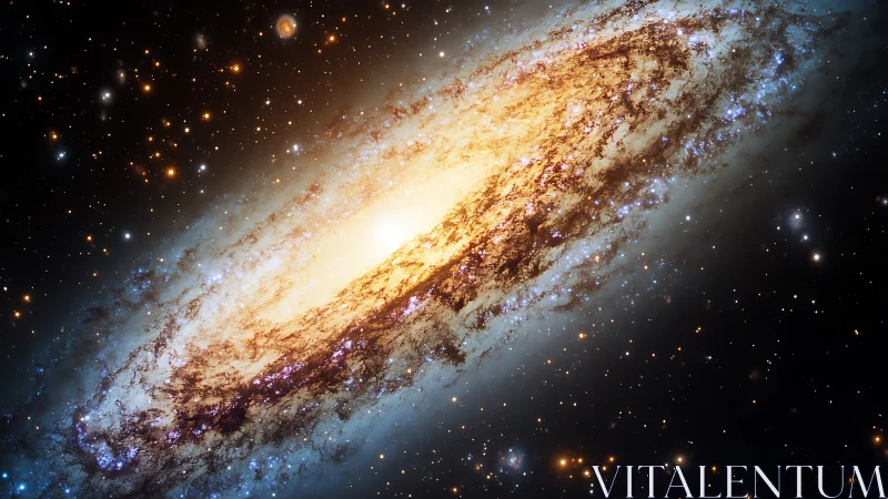 Spiral galaxy rendered with dense star field and bright core