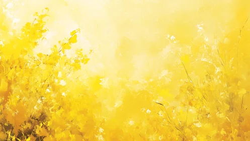 High-key yellow foliage rendered with loose gestural brushwork