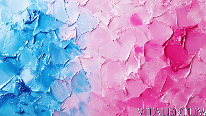 Textured blue and pink oil strokes merge in expressive harmony.