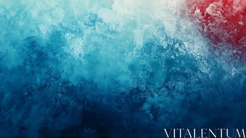 Textured blue gradient abstract with subtle red accent field.