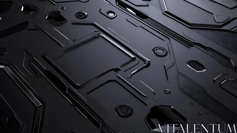 Futuristic black geometric panel with glossy sci-fi aesthetic.