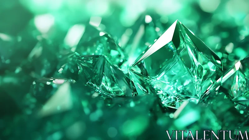 Emerald crystal cluster with sharp faceted geometry glow.