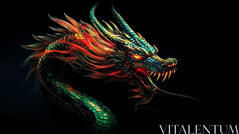 Fiery serpent dragon glows with vivid scales and fierce grace.