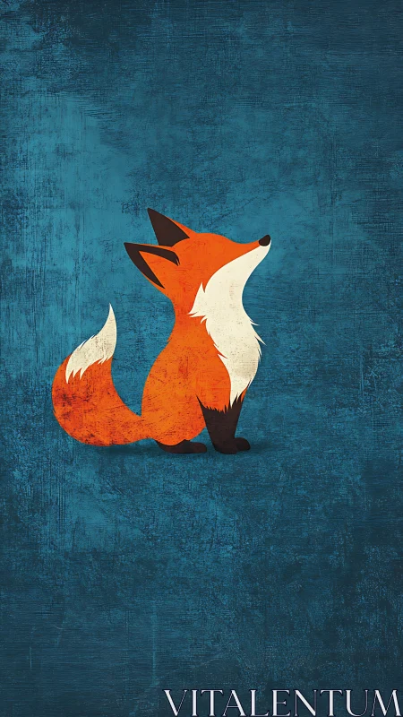 Daydreaming fox on teal silence, wrapped in gentle whimsy.
