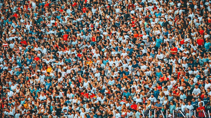 Dense stadium crowd packed tightly into spectator stands.