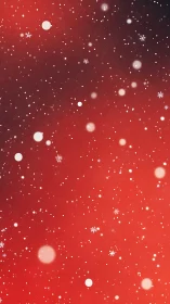 Snowflake particles scatter across red gradient background