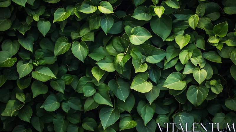 Dense green foliage forming layered leaf background.