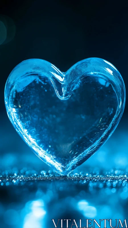 Crystalline Blue Heart Form: Geometric Ice Structure.