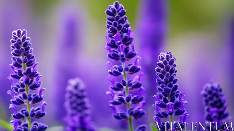 Purple Lupine Flowers in Selective Focus Depth Field