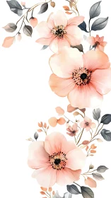 Watercolor Flowers. Soft Pink Botanical Arrangement.