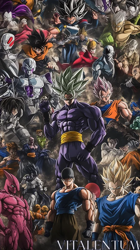 Epic anime warriors clash in a storm of cosmic battle energy