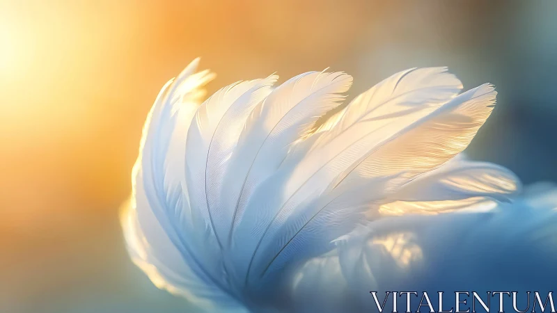 Soft dawn feathers drift through whispering golden light.