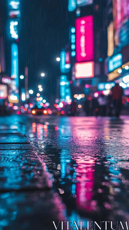 Neon rainlit boulevard dreaming in pink and electric blue.