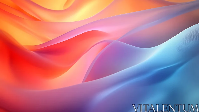 Color gradients form soft overlapping translucent wave surfaces
