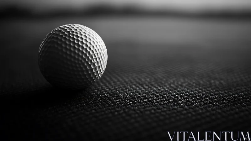 Lone dimpled golf ball basking in cinematic shadowplay.