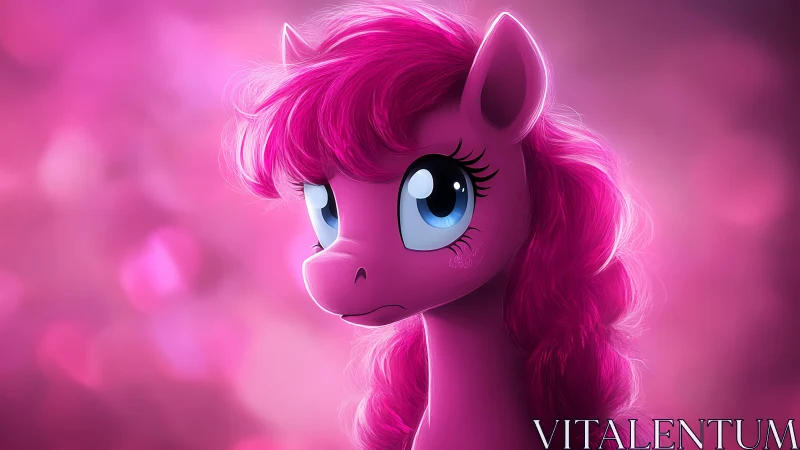 Pink cartoon pony portrait rendered with glossy lighting.