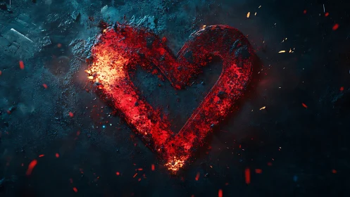 Glowing Heart Blazing with Passionate Energy and Light