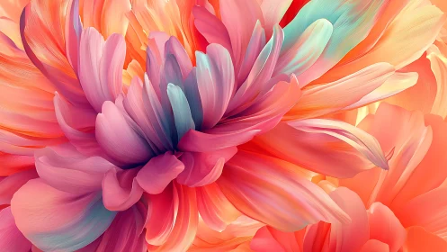 Rendered Dahlia With Chromatic Gradient Flow and Volumetric Petal Transitions